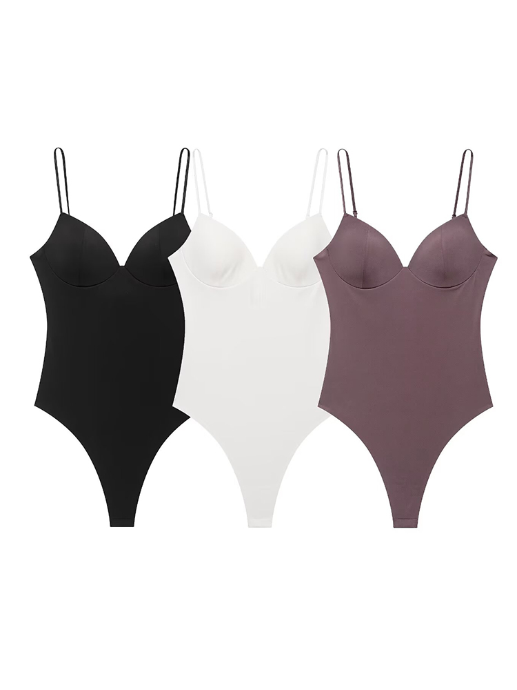 Shapewear Bodysuit Firm - TFMLN Bodysuit Wanita Musim Panas, Leher
