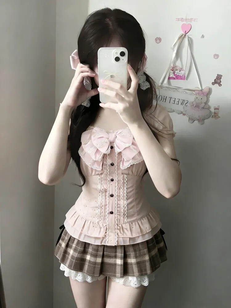 Cami Top Lace - Set Tiga Potong Manis Ala Jepang