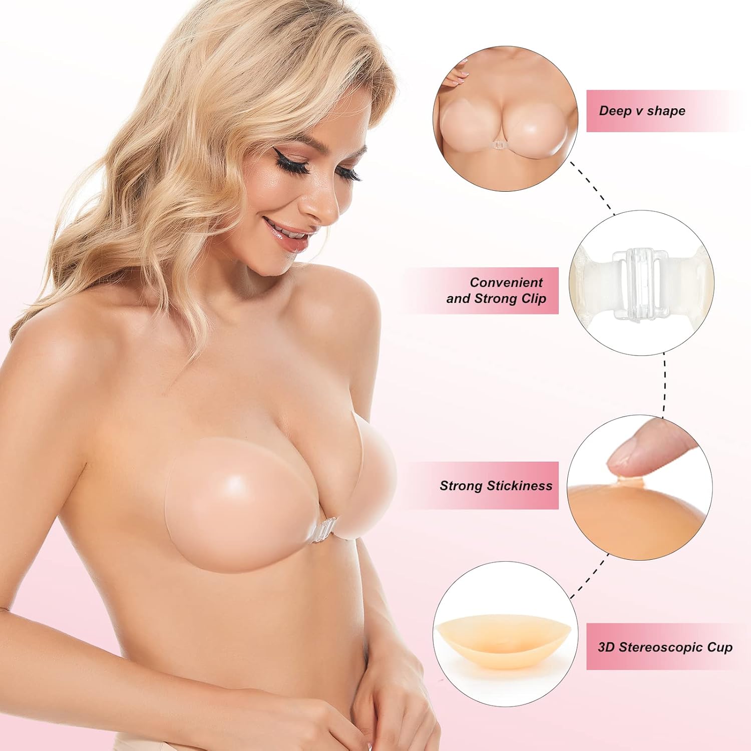 BH perekat push up tanpa tali, - Silicone Bra Adhesive ulasan dan harga