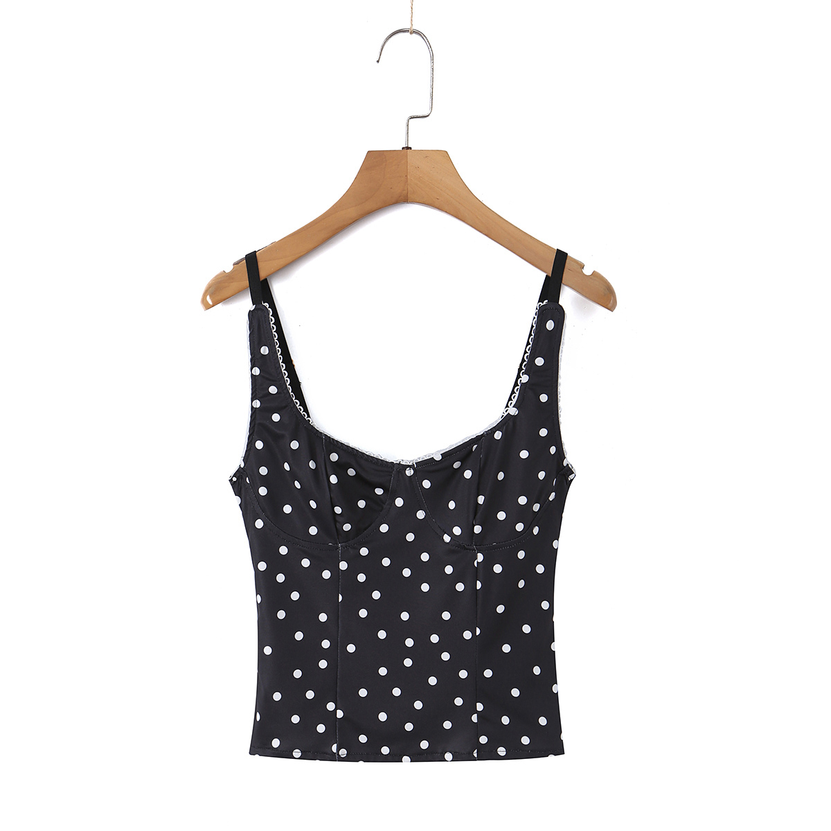 Atasan Korset Polkadot Hitam W - Cami Top Lace ulasan dan harga